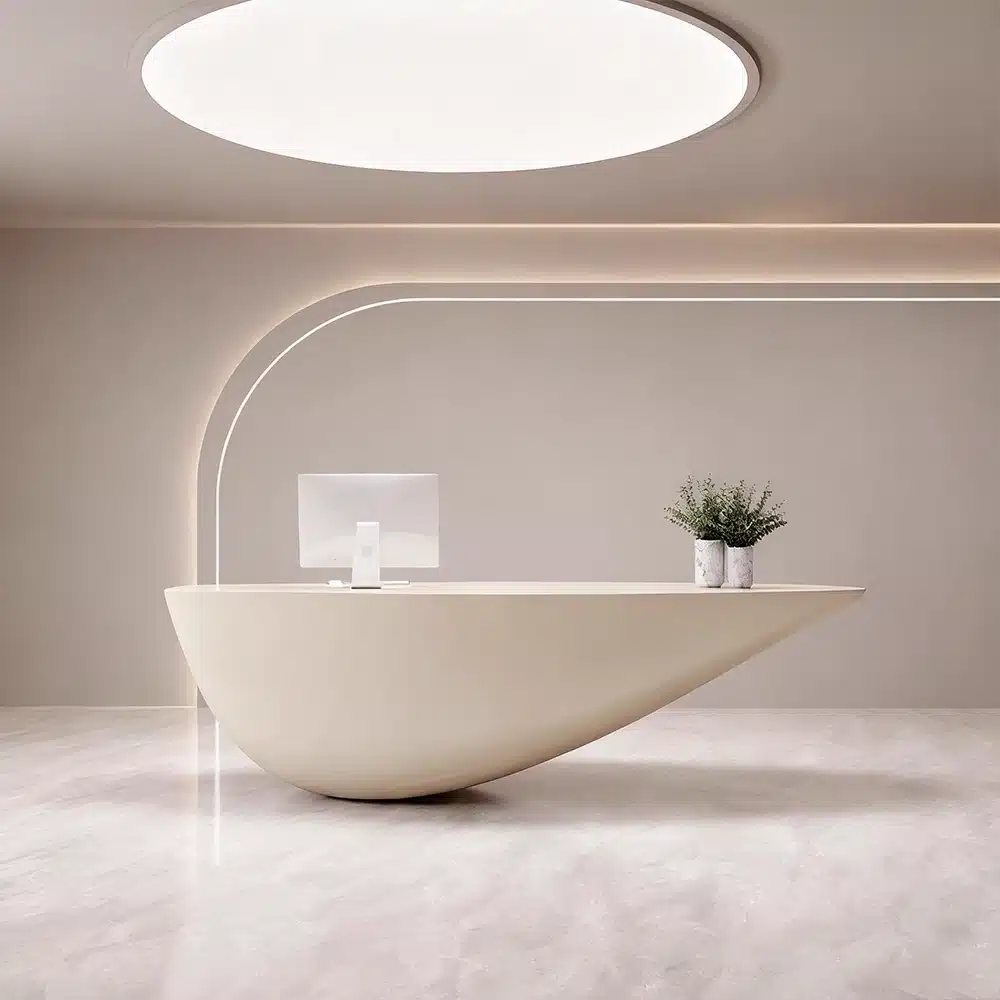 Curved Fiberglass Counter - Modern Reception Desk