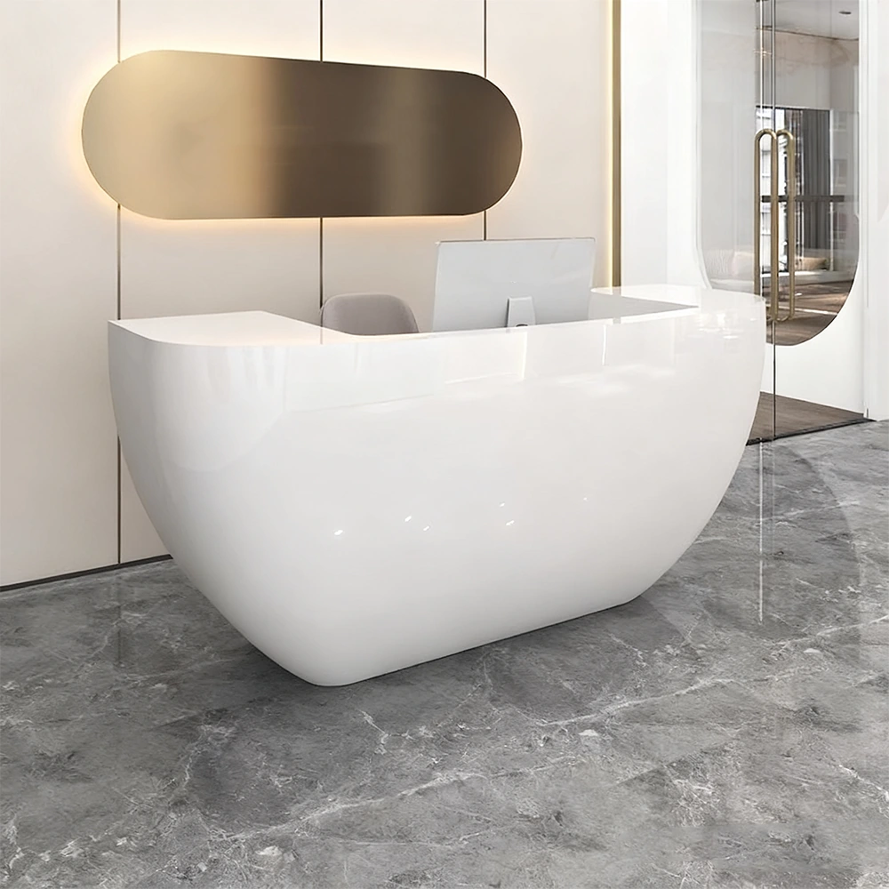 Branding Reception Desk - Sleek Lacquer Design