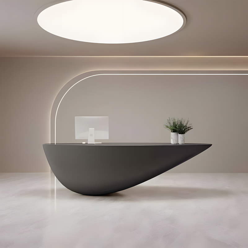 Curved Fiberglass Counter - Modern Reception Desk