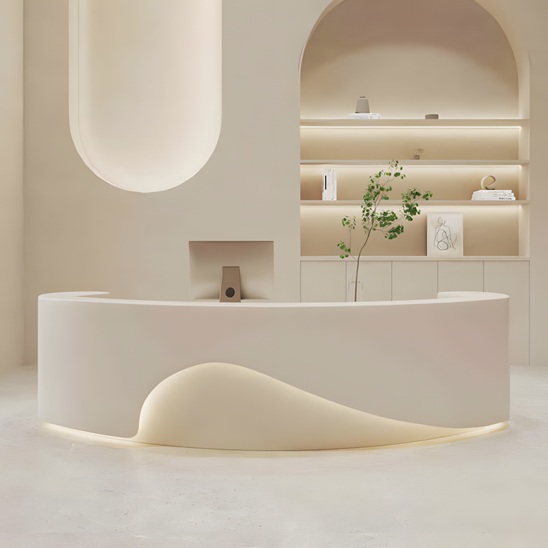 Curved Front Desk for Commercial Spaces