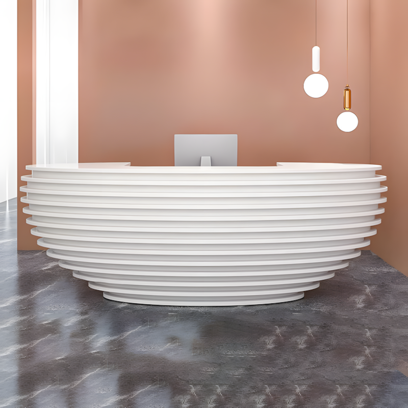 Curved Lacquer Reception Desk - Modern Hotel & Office Counte