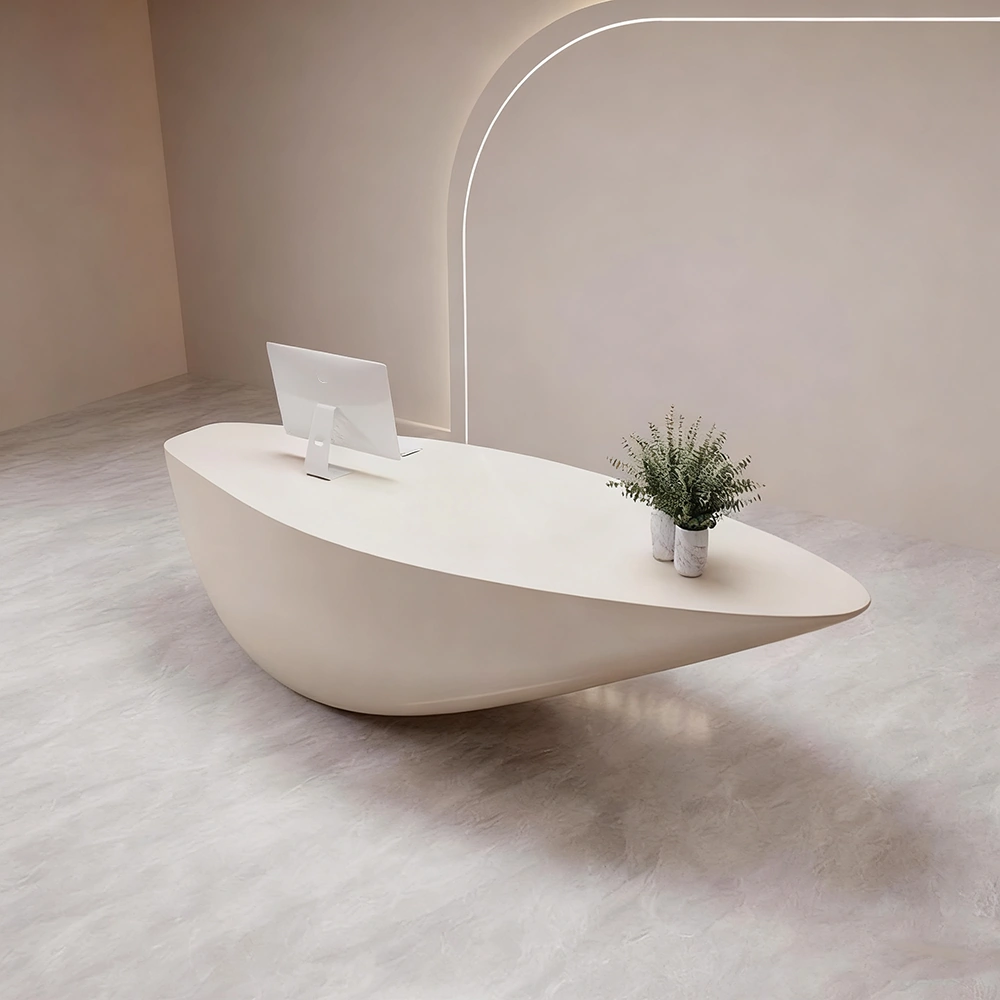 Curved Fiberglass Counter - Modern Reception Desk Curved Fiberglass Counter - Modern Reception Desk