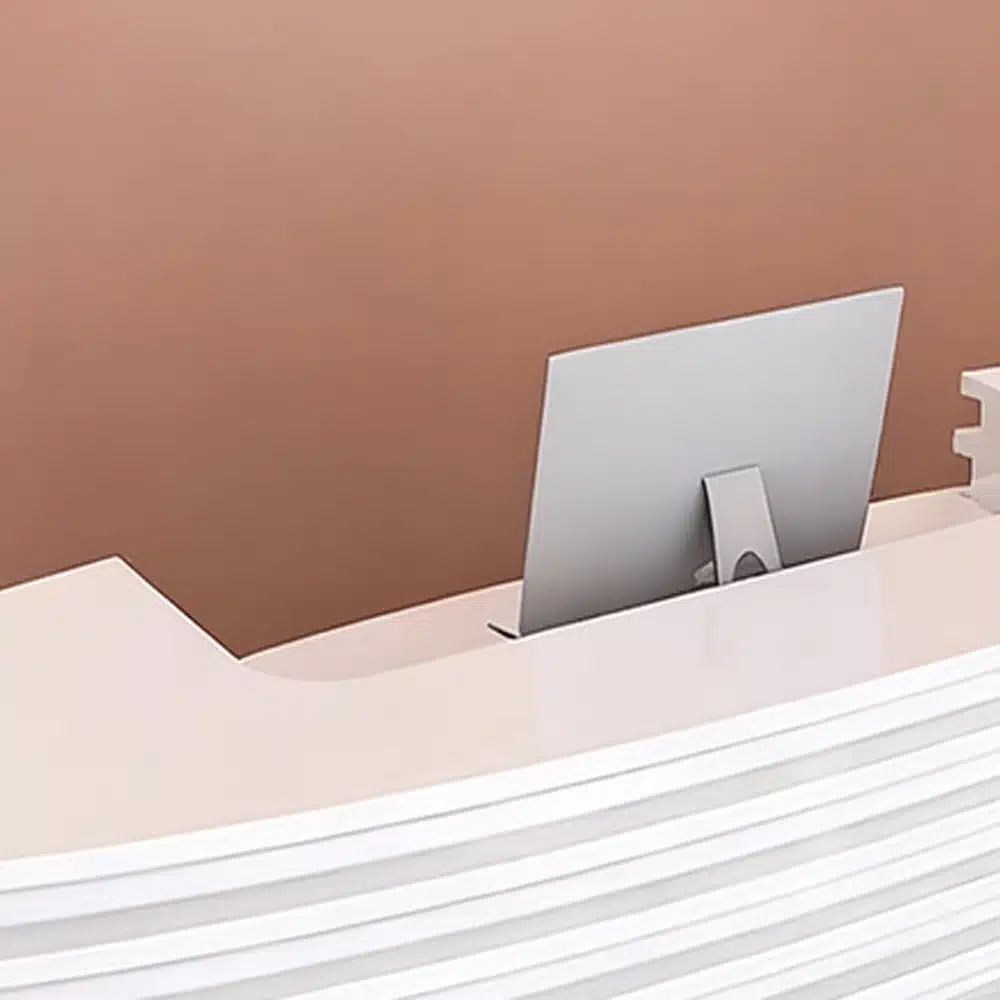 Curved Lacquer Reception Desk - Modern Hotel & Office Counte Curved Lacquer Reception Desk - Modern Hotel & Office Counte