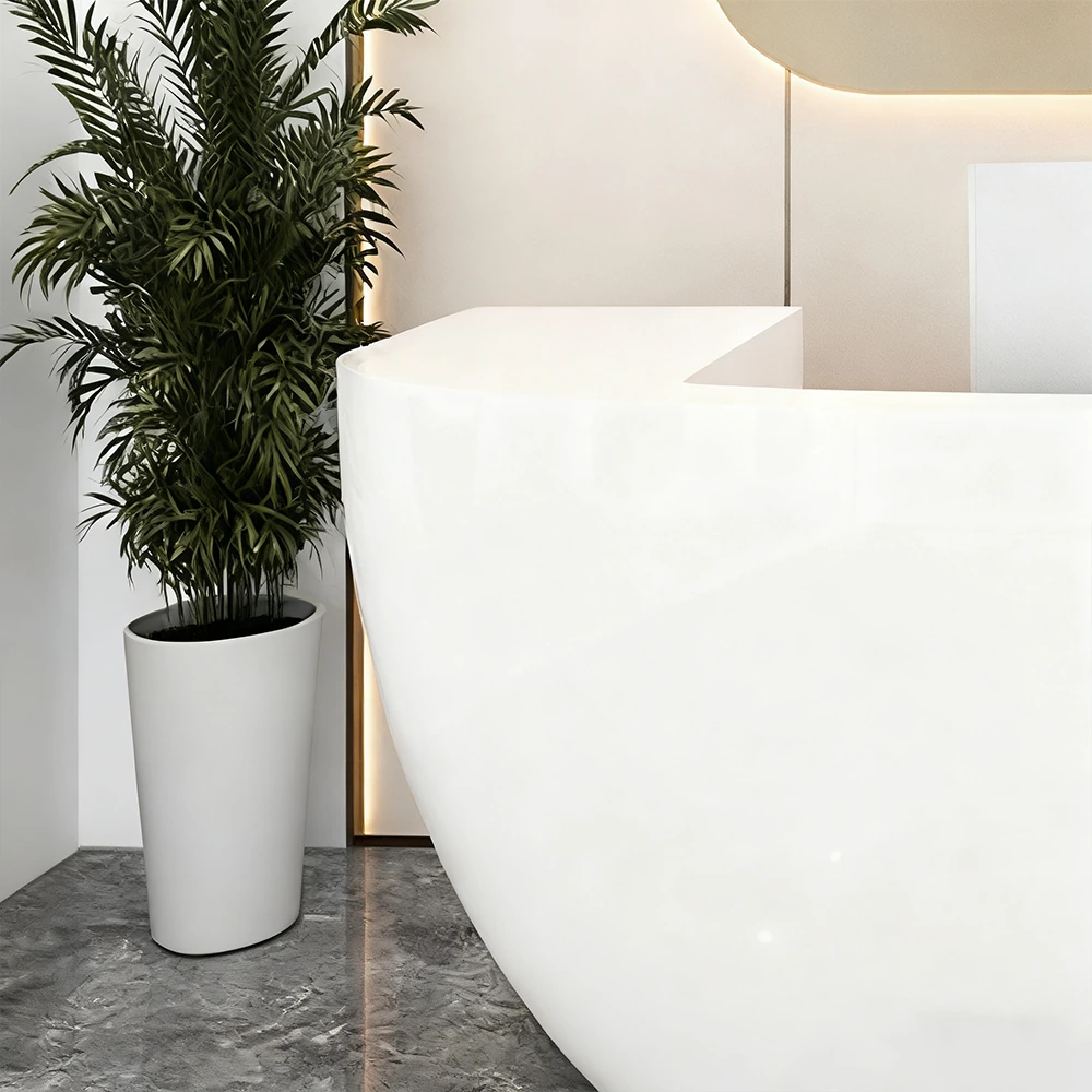 Branding Reception Desk - Sleek Lacquer Design