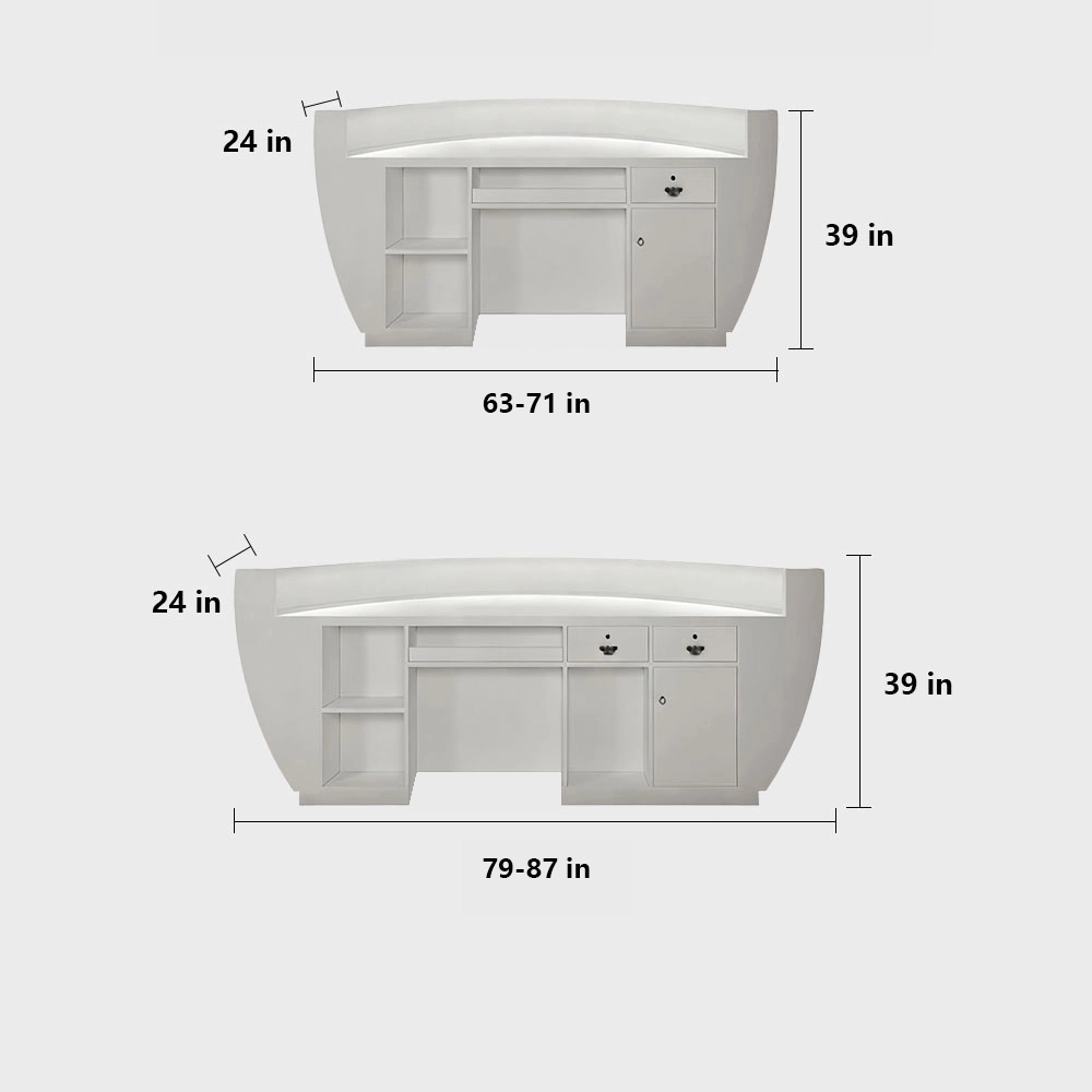 Modern Fiberglass Reception Desk - Curved Counter for Office