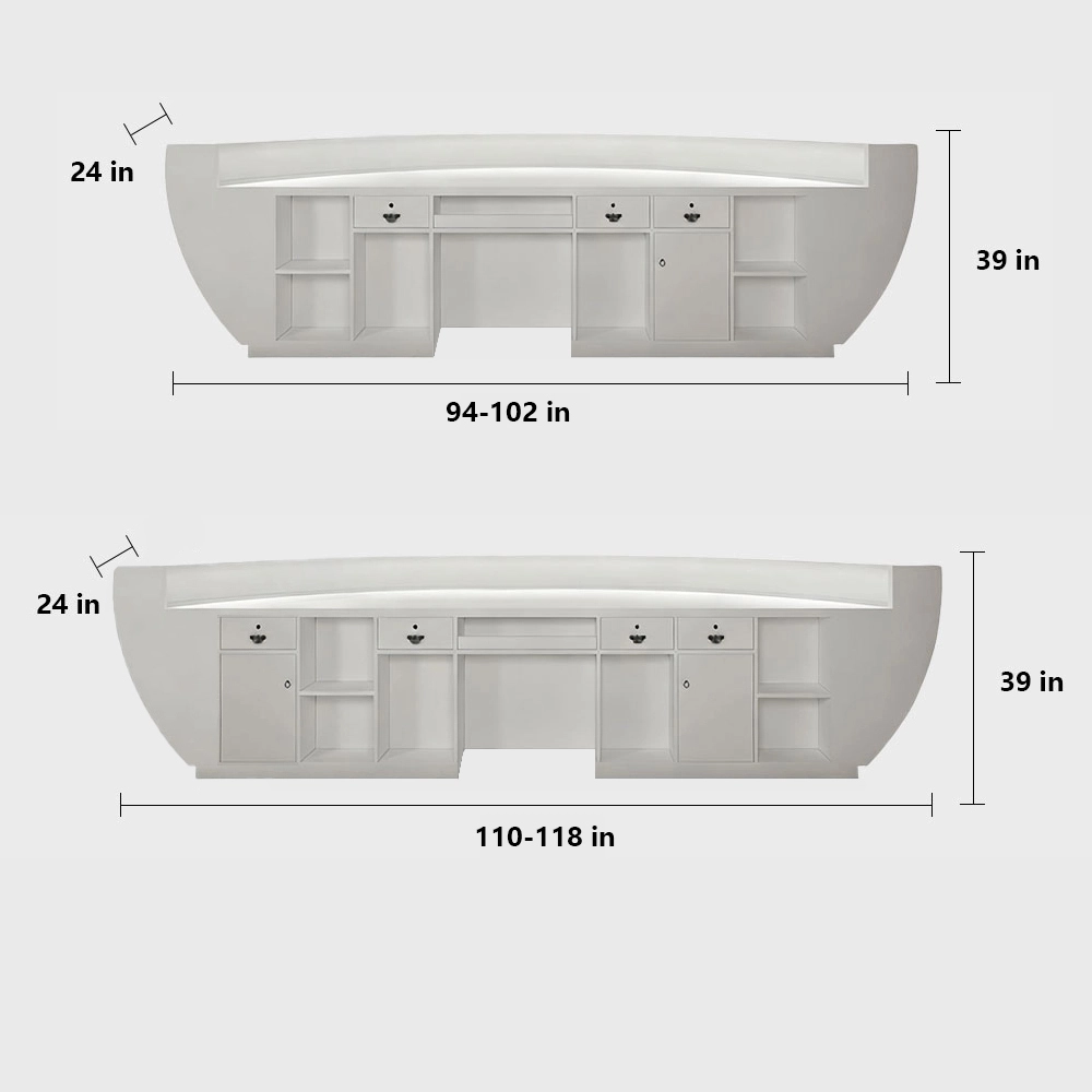 Modern Fiberglass Reception Desk - Curved Counter for Office