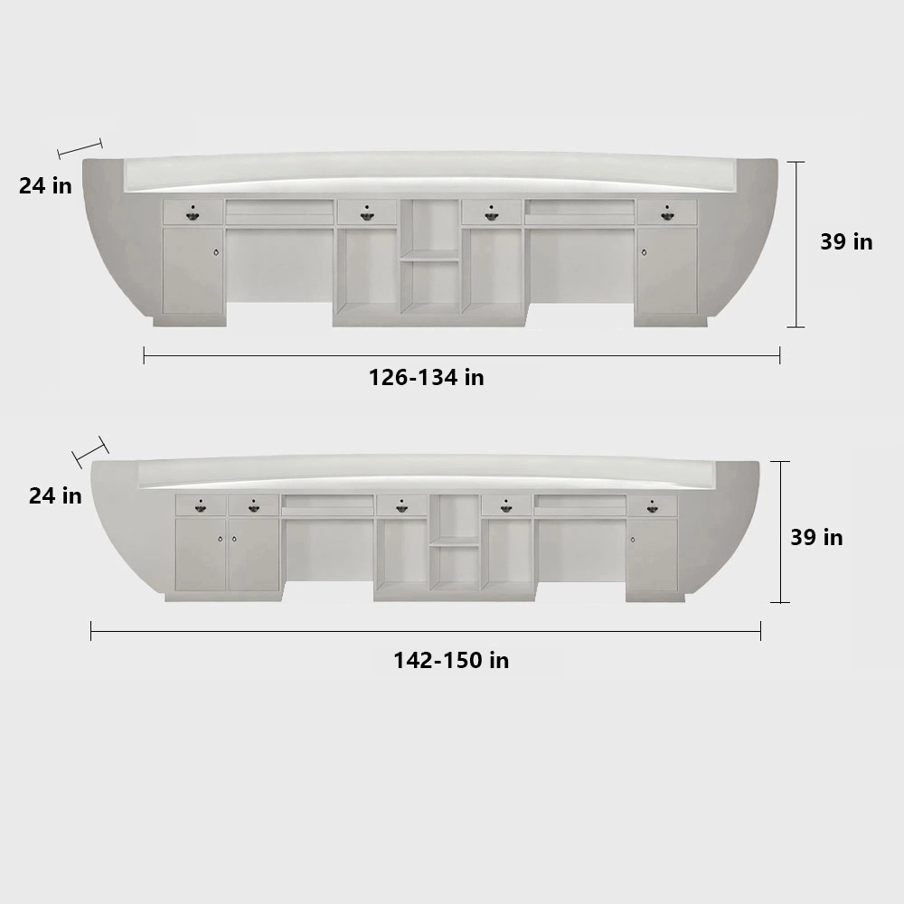 Modern Fiberglass Reception Desk - Curved Counter for Office