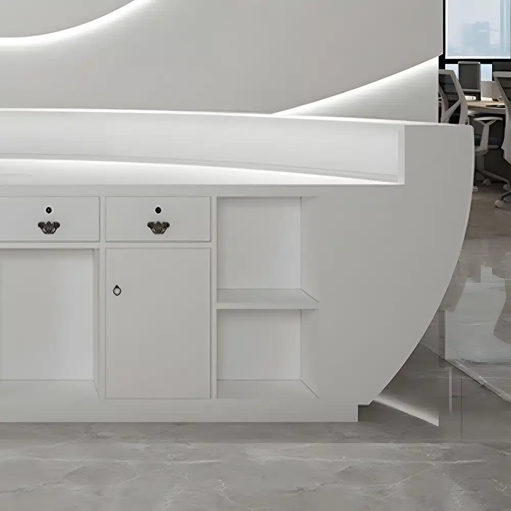 Modern Fiberglass Reception Desk - Curved Counter for Office Modern Fiberglass Reception Desk - Curved Counter for Office