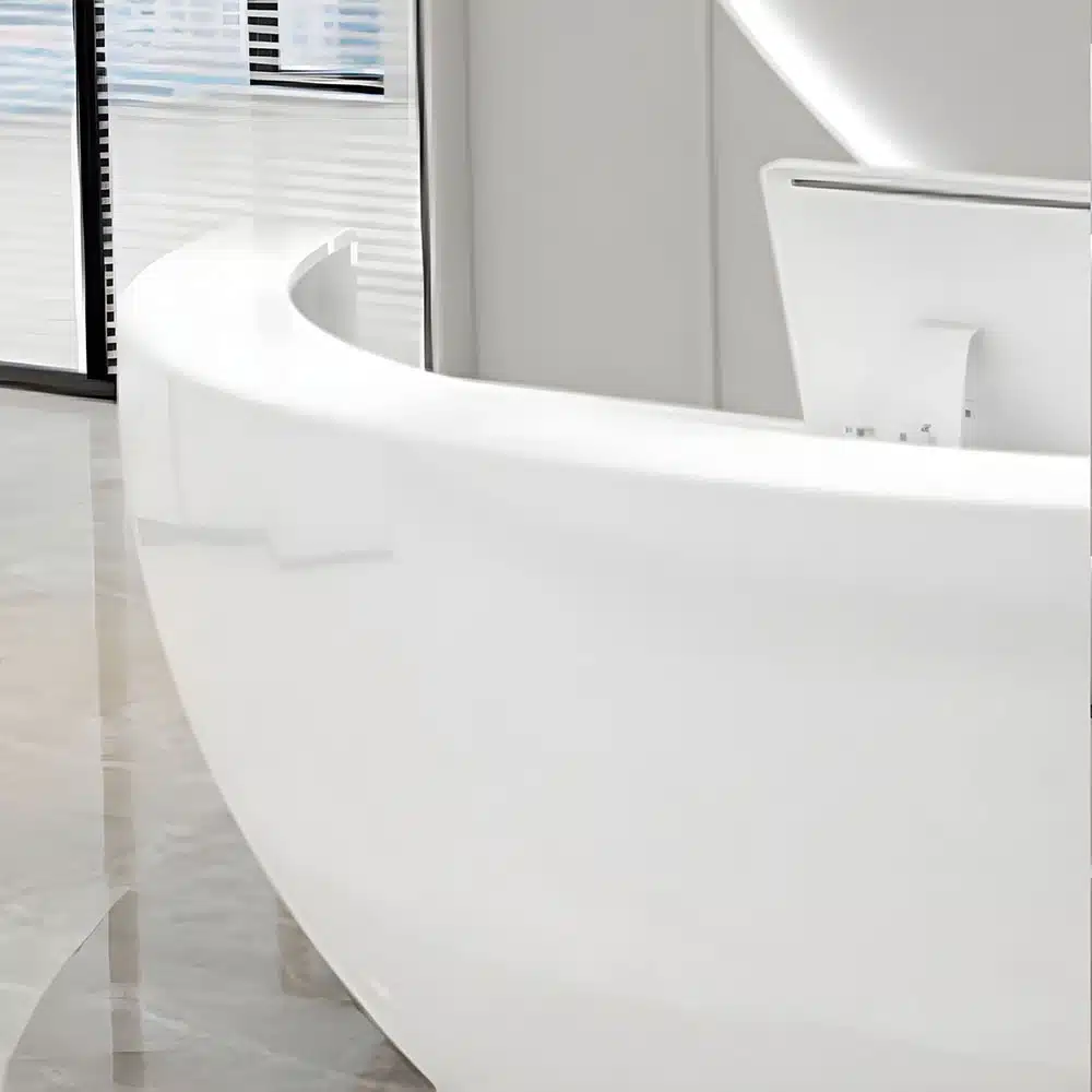 Modern Fiberglass Reception Desk - Curved Counter for Office Modern Fiberglass Reception Desk - Curved Counter for Office