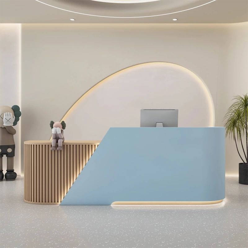 Curved Reception Desk -  Salon & Training Center Counter