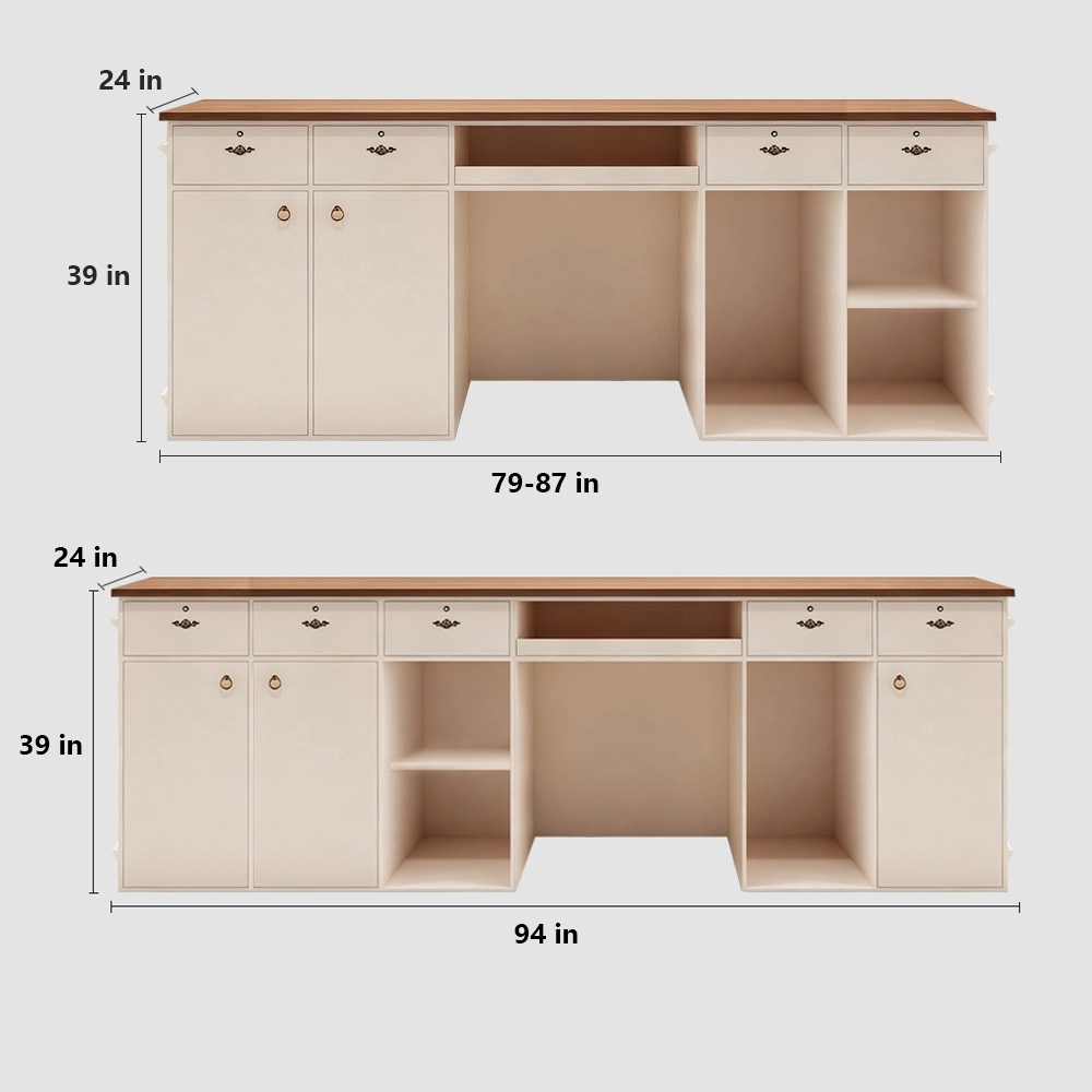 French Style Cream Reception Desk - Boutique & Café Counter French Style Cream Reception Desk - Boutique & Café Counter