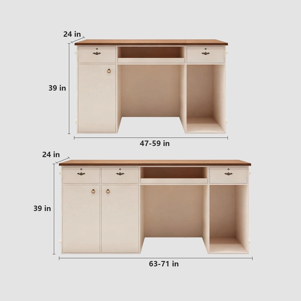 French Style Cream Reception Desk - Boutique & Café Counter French Style Cream Reception Desk - Boutique & Café Counter