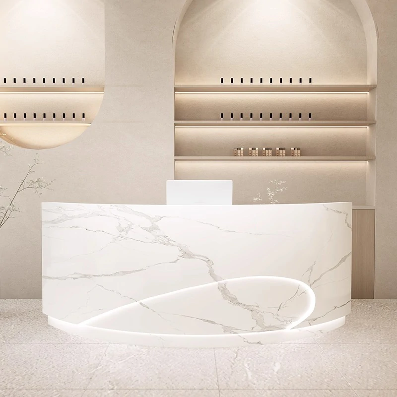 Luxury Curved Reception Desk - Salon & MedSpa Counter