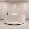 Minimalist Lacquer Reception Desk - Curved Salon & Boutique Counter