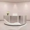 Minimalist Lacquer Reception Desk - Curved Salon & Boutique Counter