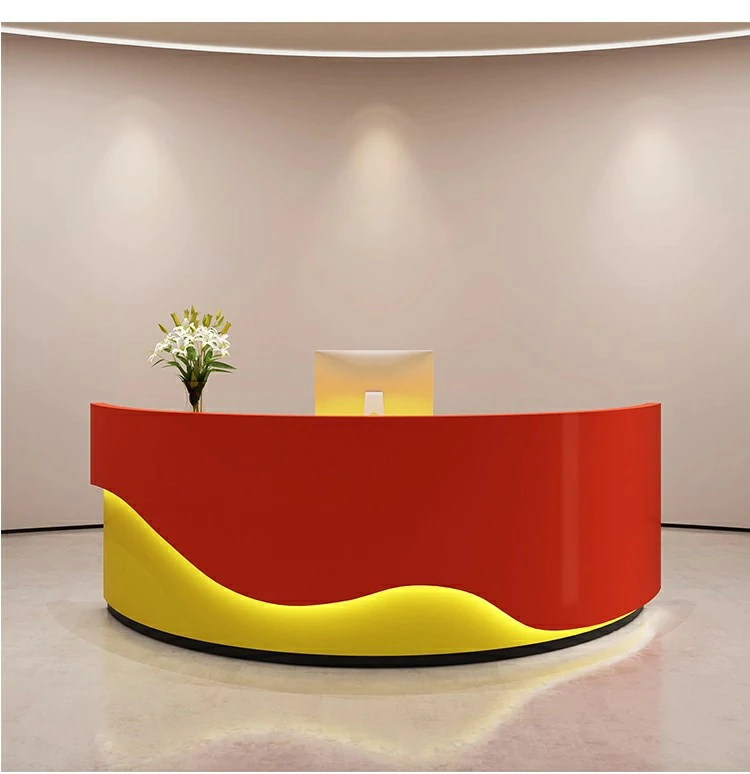 Minimalist Lacquer Reception Desk - Curved Salon & Boutique Counter