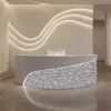 Modern Curved Reception Desk - Stainless Steel Salon & Boutique Counter