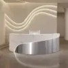 Modern Curved Reception Desk - Stainless Steel Salon & Boutique Counter