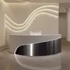 Modern Curved Reception Desk - Stainless Steel Salon & Boutique Counter