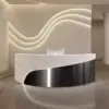 Modern Curved Reception Desk - Stainless Steel Salon & Boutique Counter