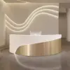 Modern Curved Reception Desk - Stainless Steel Salon & Boutique Counter