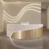 Modern Curved Reception Desk - Stainless Steel Salon & Boutique Counter