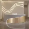 Modern Curved Reception Desk - Stainless Steel Salon & Boutique Counter