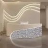 Modern Curved Reception Desk - Stainless Steel Salon & Boutique Counter