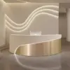 Modern Curved Reception Desk - Stainless Steel Salon & Boutique Counter
