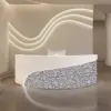 Modern Curved Reception Desk - Stainless Steel Salon & Boutique Counter