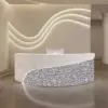 Modern Curved Reception Desk - Stainless Steel Salon & Boutique Counter