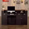 Vintage Industrial Cashier Desk - Solid Wood Counter for Cafe & Retail