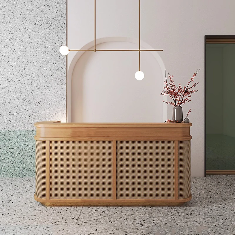 Wabi-Sabi Rattan Reception Desk - Boutique & Shop Counter