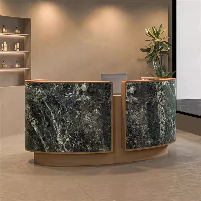 Curved Salon Reception Desk - Beauty & Boutique Counter