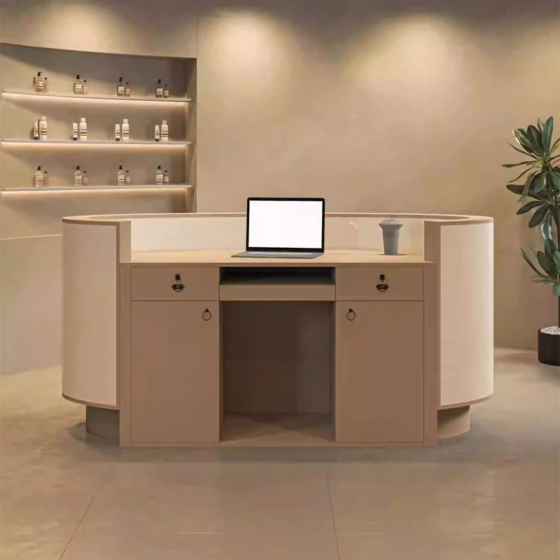 Curved Salon Reception Desk - Beauty & Boutique Counter