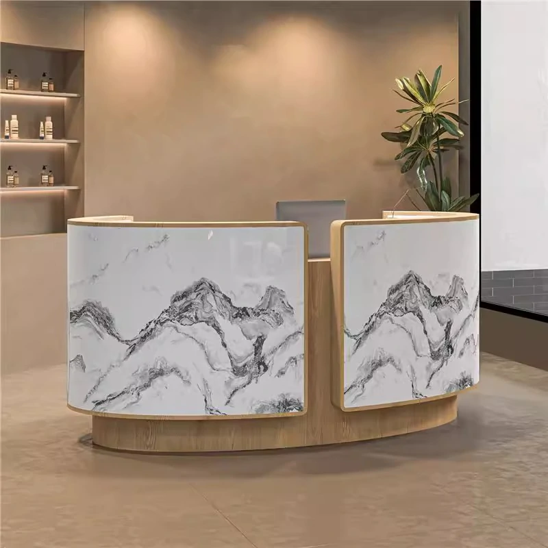 Curved Salon Reception Desk - Beauty & Boutique Counter