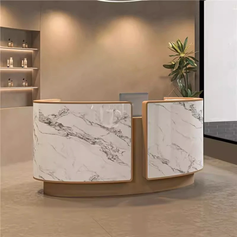 Curved Salon Reception Desk - Beauty & Boutique Counter