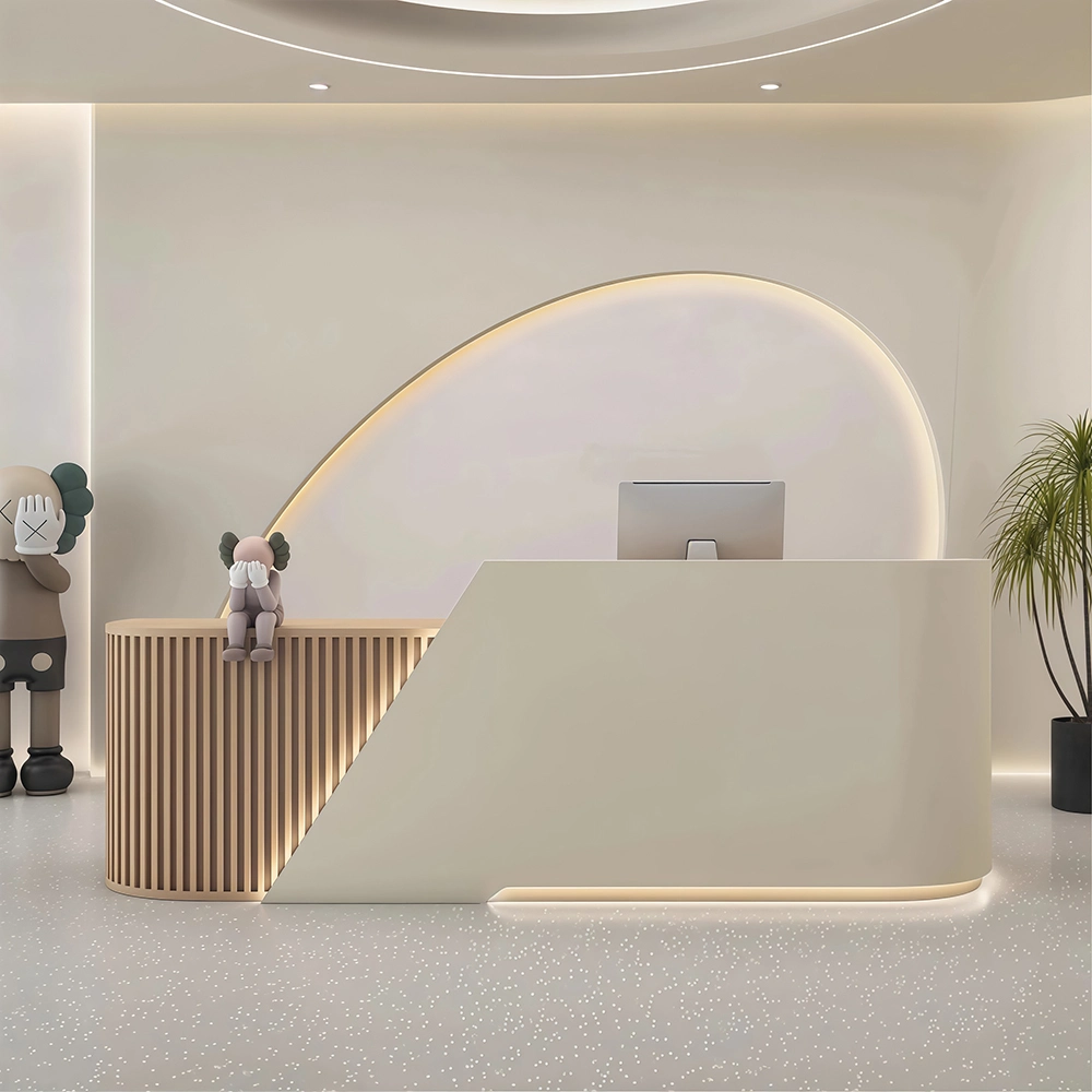 Curved Reception Desk -  Salon & Training Center Counter
