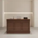 French Style Cream Reception Desk - Boutique & Café Counter