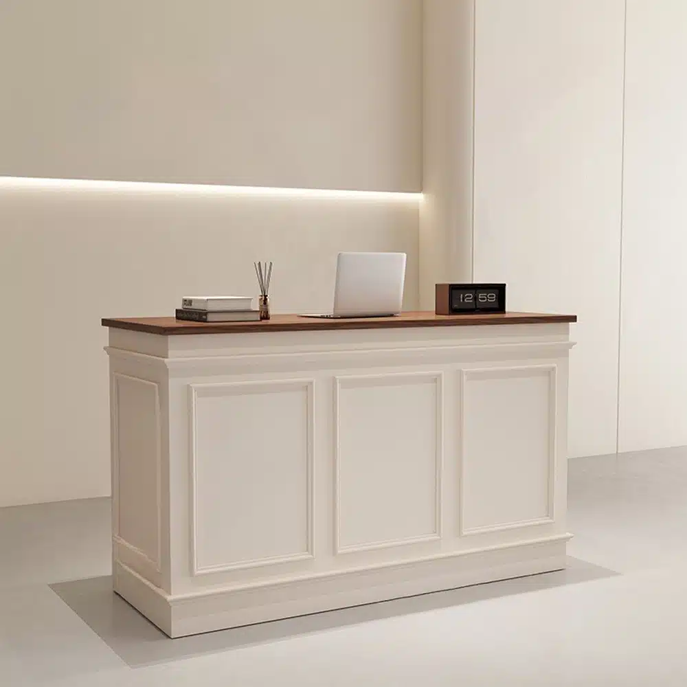 French Style Cream Reception Desk - Boutique & Café Counter French Style Cream Reception Desk - Boutique & Café Counter