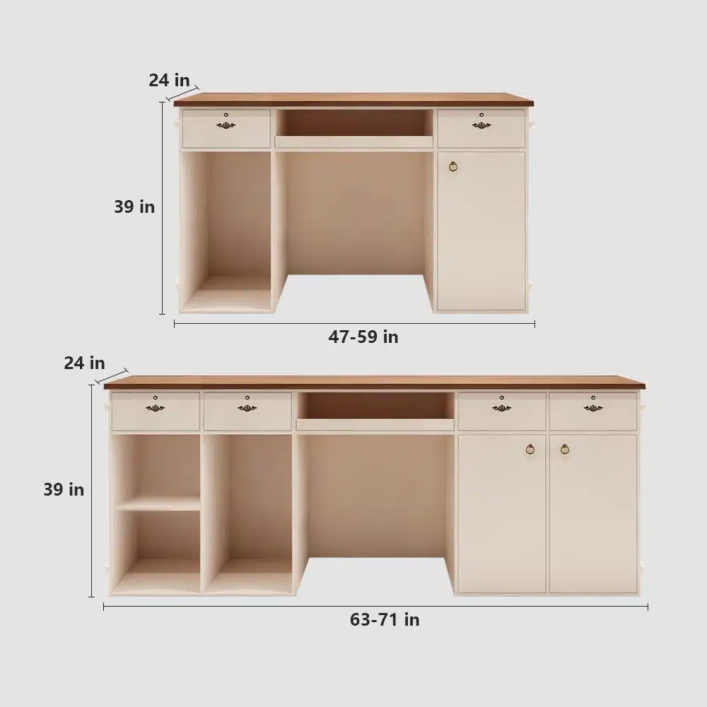 French Style Cream Reception Desk - Boutique & Café Counter French Style Cream Reception Desk - Boutique & Café Counter