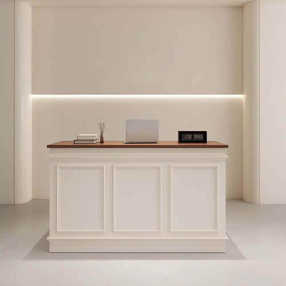 French Style Cream Reception Desk - Boutique & Café Counter French Style Cream Reception Desk - Boutique & Café Counter