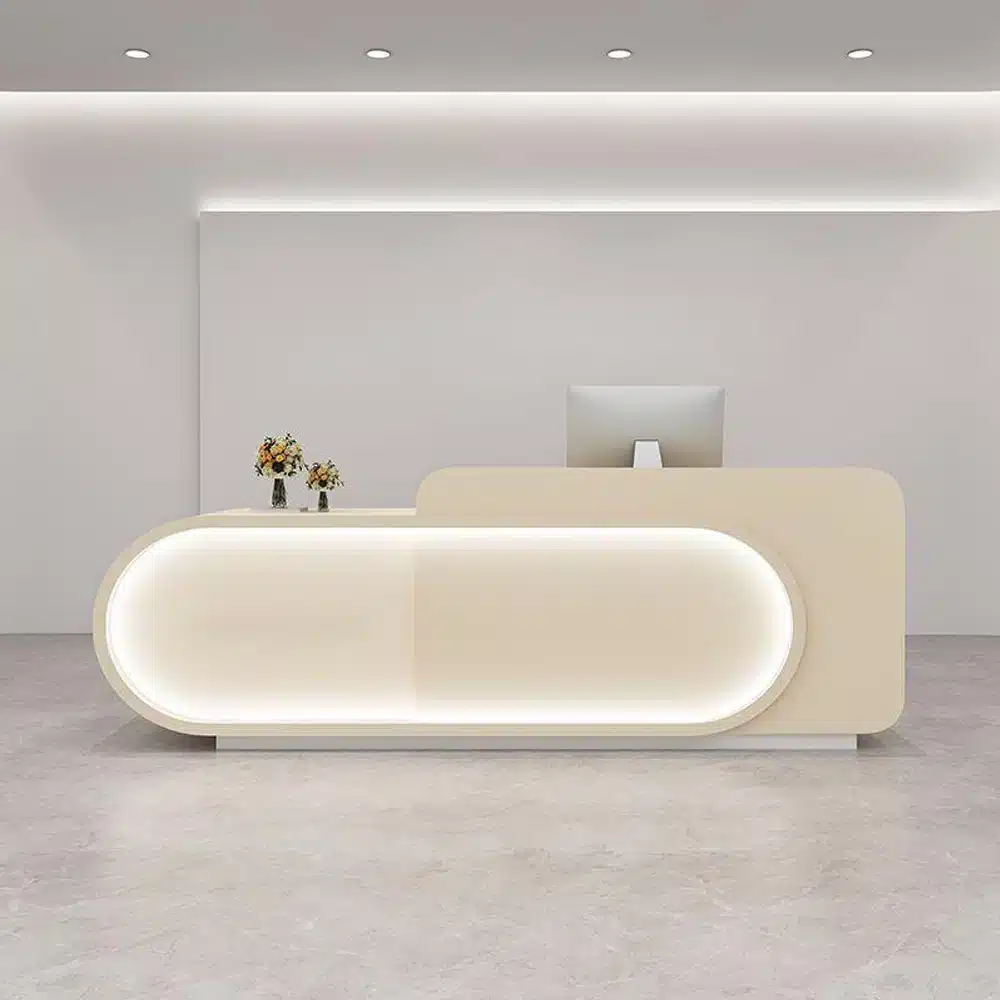 Curved Front Reception Desk - Stylish Cashier Solution Curved Front Reception Desk - Stylish Cashier Solution
