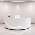 Minimalist Lacquer Reception Desk - Curved Salon & Boutique Counter