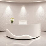 Minimalist Lacquer Reception Desk - Curved Salon & Boutique Counter
