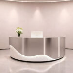 Minimalist Lacquer Reception Desk - Curved Salon & Boutique Counter