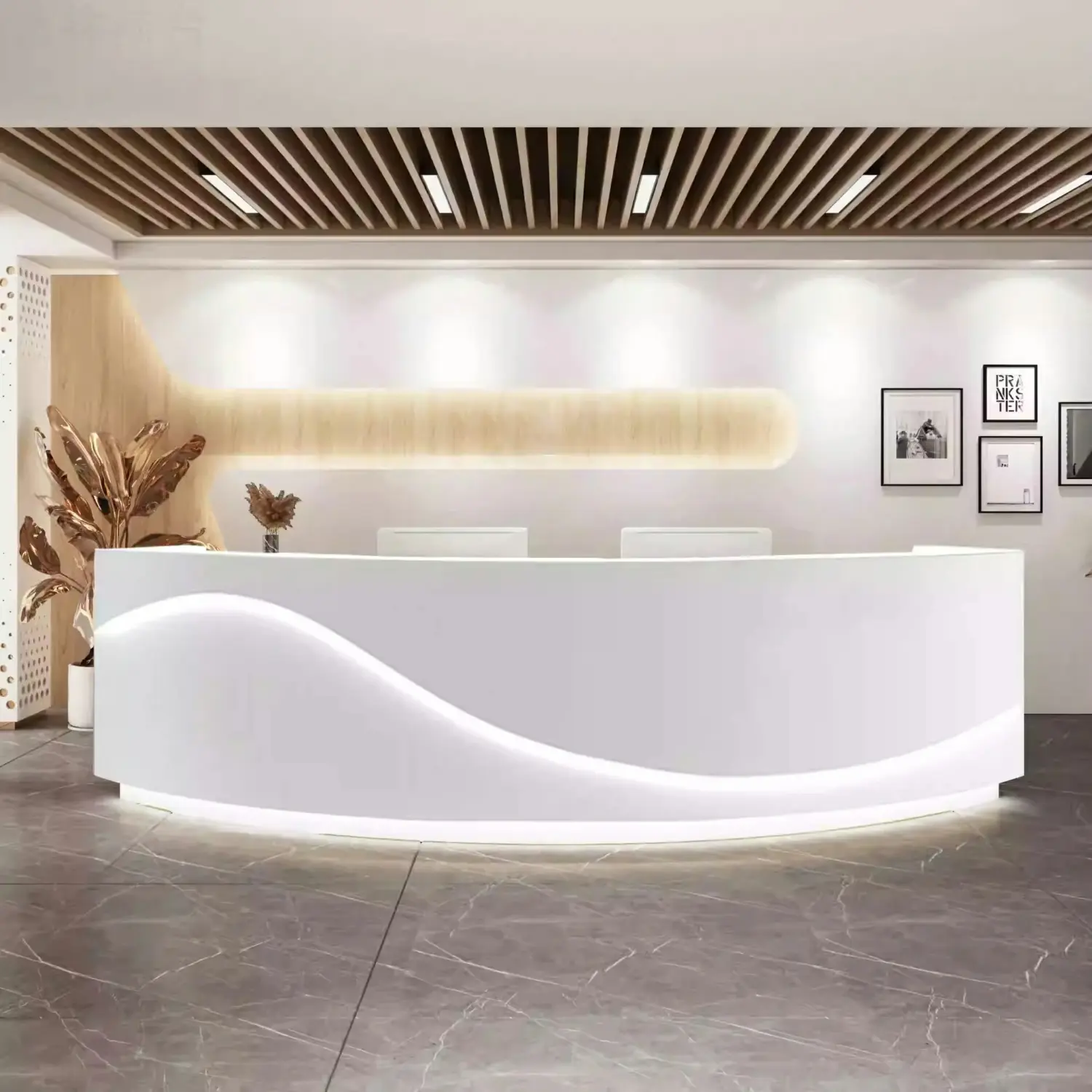 Curved Dental Reception Desk - Lacquer Clinic & Office Counter