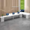 Lacquer Office Reception Desk - Curved Counter for Lobby & Consultation