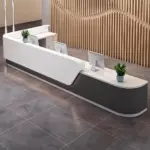 Lacquer Office Reception Desk - Curved Counter for Lobby & Consultation