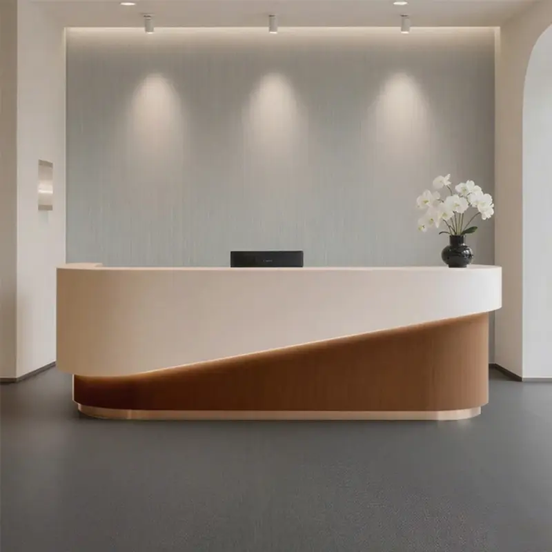 Curved Lacquer Reception Desk - Boutique & Training Center Counter